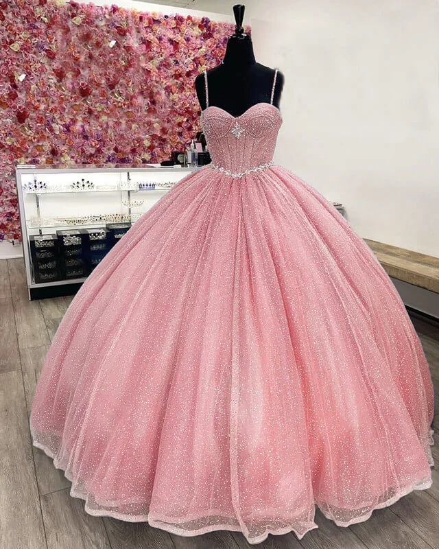 Markdowns Pink Sparkly Ball Gown Corset Dress