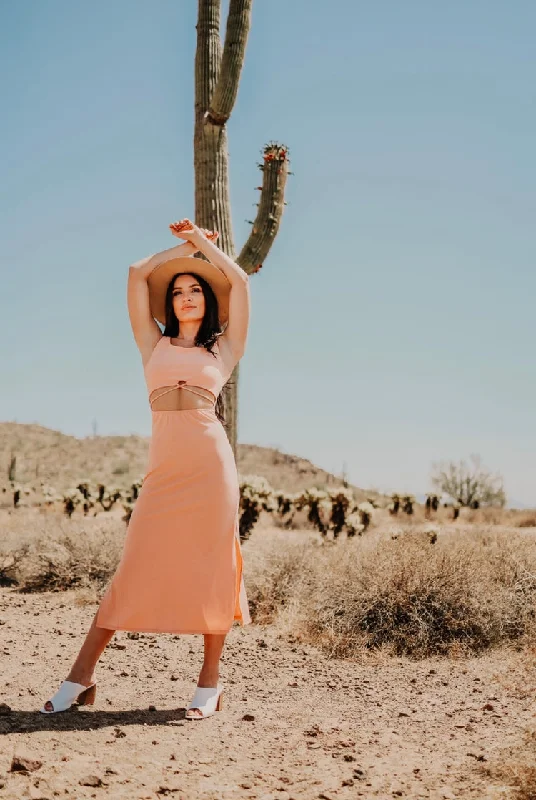 Crazy Deals Desert Ridge Orange Midi Dress