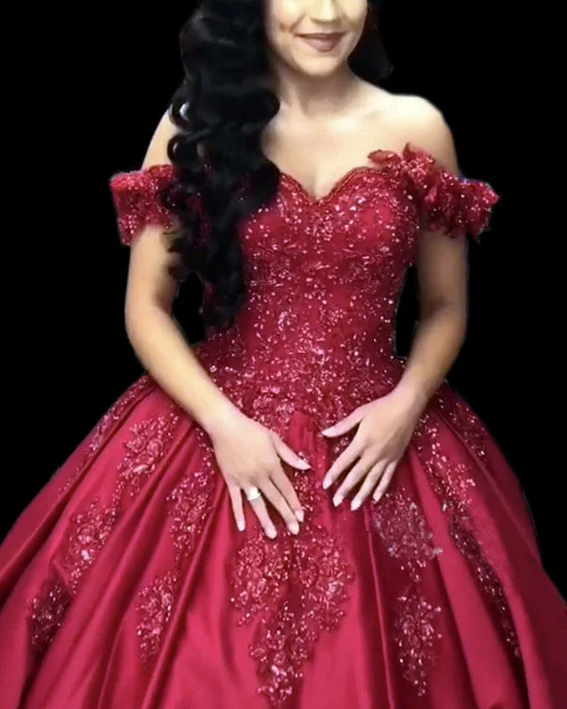 Unbeatable Prices Ball Gown Satin Quinceanera Dresses Sequins Lace Beaded