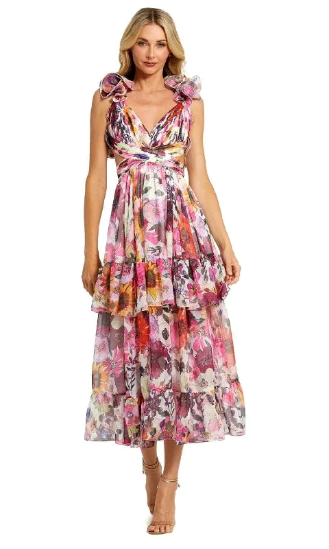 Warehouse Sale Ieena Duggal 56048 - Ruffled Sleeve Floral Evening Dress