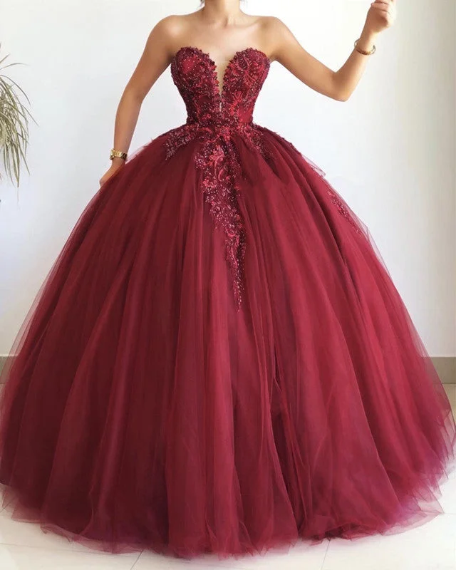 Can't Be Beat Sweetheart Ball Gown Quinceanera Dresses Tulle Flowers Beaded