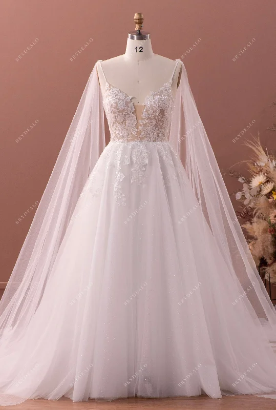 Fantastic Deals Wholesale Lace Tulle Spaghetti Straps A-line  Wedding Dress