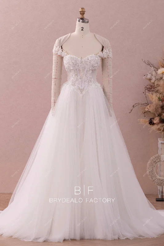 Price Smash Cap Sleeve Corset Beaded Lace Wedding Ballgown