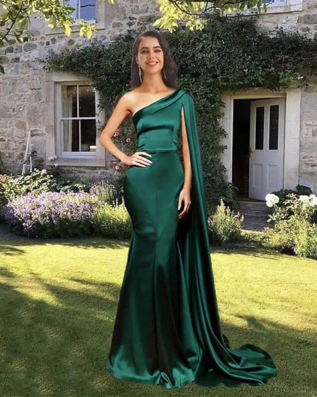 Mega Sale Mermaid One Shoulder Satin Gown