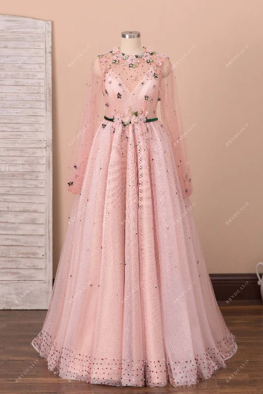Limited Time Discount Flowers & Pearls & Butterflies Pink Glitter Fairy Dress