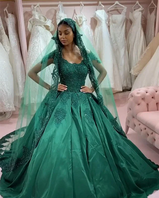 Daily Deals Ball Gown Satin Wedding Dresses Lace Off Shoulder