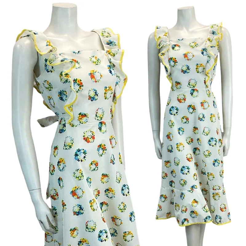 Super Deal VTG 70S FLORAL GARLAND SUMMER SUN MIDI DRESS 10