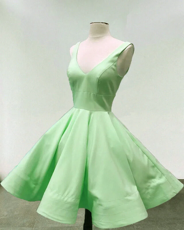 Incredible Offers Light Green Satin Swing Homecoming Dress