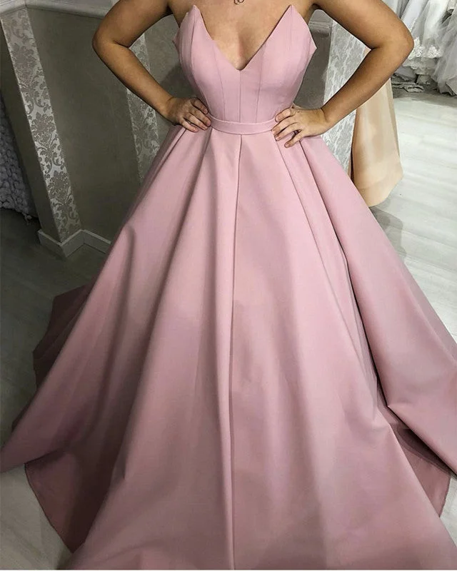 Don't Wait Pink Strapless Wedding Dresses Satin