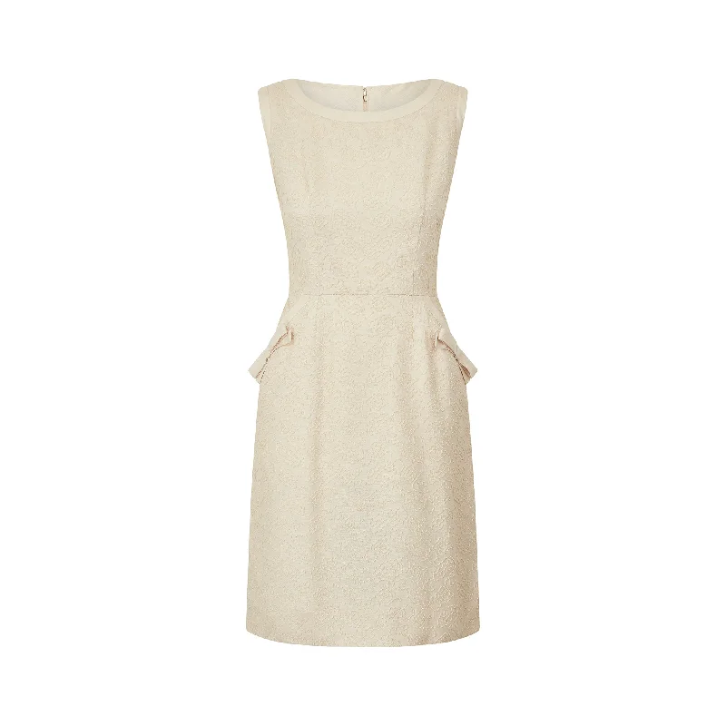 Crazy Savings 1960s Oatmeal Linen Textured Linen Work Dress