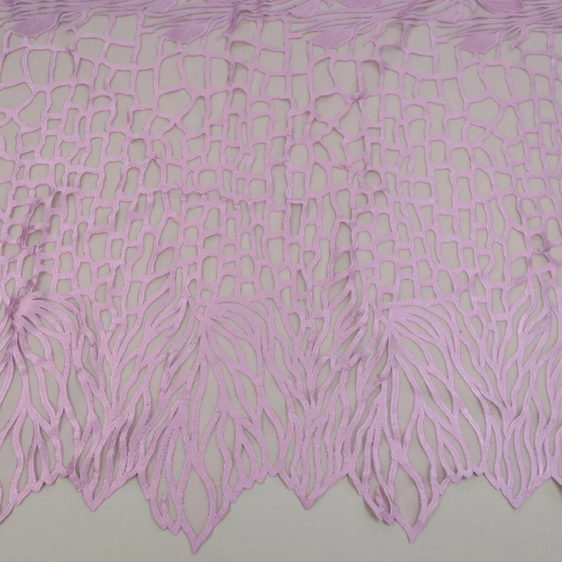 Best Deals Light Pink Tulle with Floral Pattern Embroidered Fabric