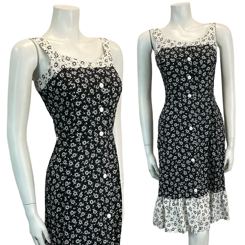 Price Reduction VTG 70S DITSY FLORAL SUN SUMMER MIDI FOLK PRAIRIE DRESS 6 8