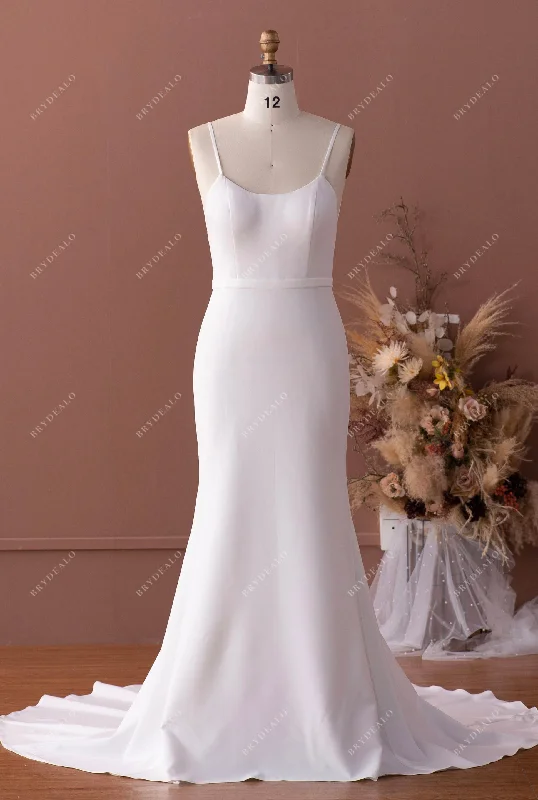 Price Reduction Elegant Straps Scoop Crepe Mermaid Wedding Dress