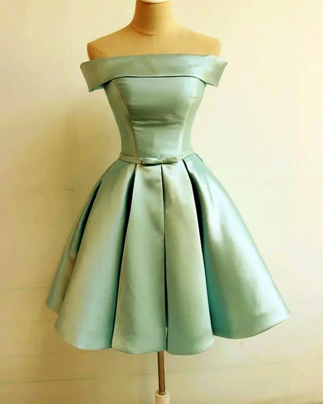 Low Prices Short Sage Green Homecoming Dresses Satin