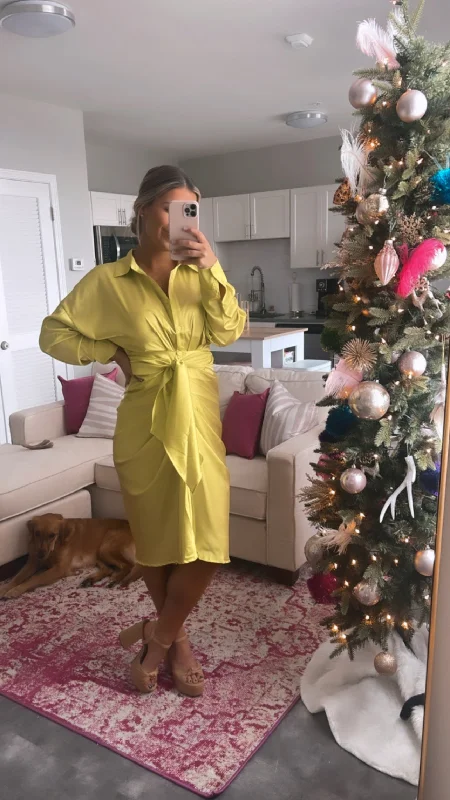 Savings Bonanza Lime Tie Midi Dress
