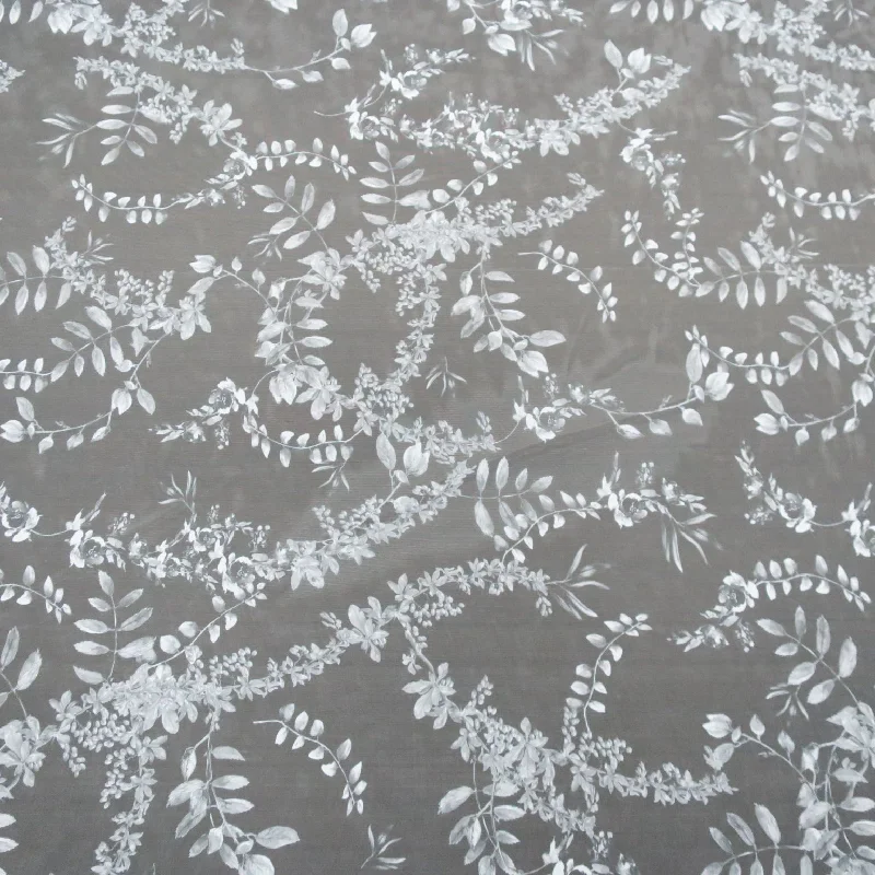 Flash Sale Black Stretch Netting with Floral Design Embroidered Tulle Fabric