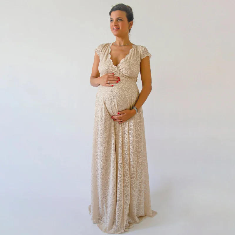 Exclusive Savings Maternity Cape Sleeves Dress 7009