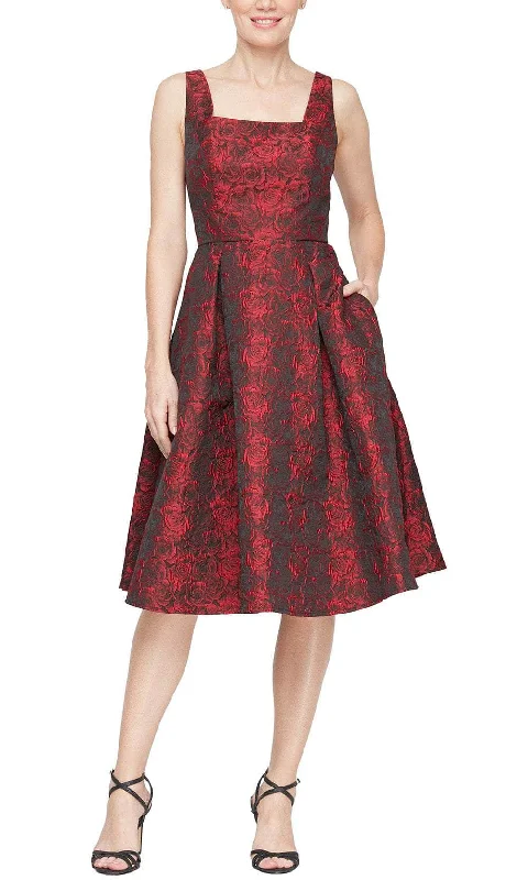 Weekend Deal Alex Evenings 5181190 - Floral Square Neck Evening Dress