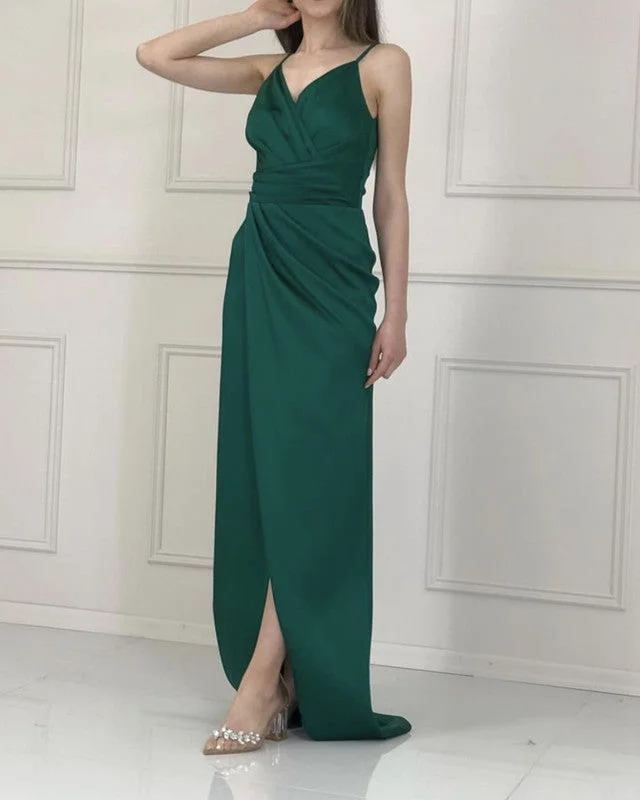 While Supplies Last Sheath Bridesmaid Dresses Pleated V Neck Split