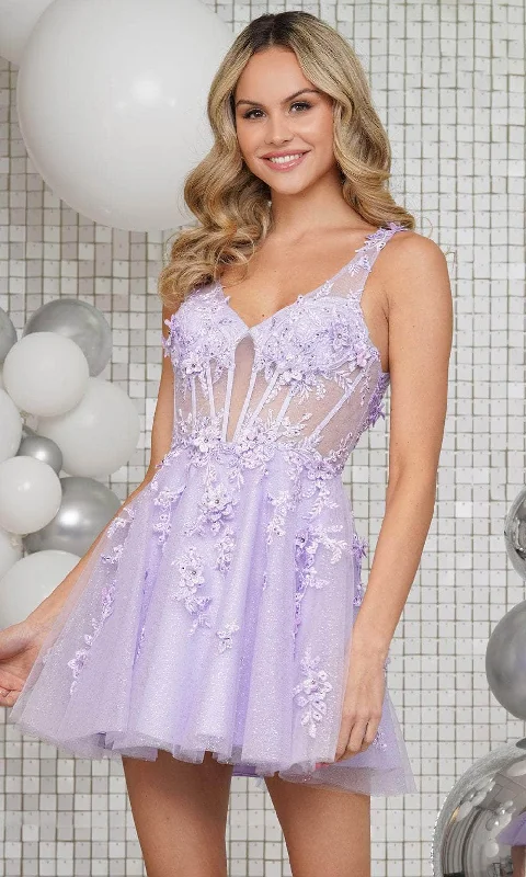 Closeout Sale Colors Dress 3326 - 3D Floral Applique Sleeveless Cocktail Dress