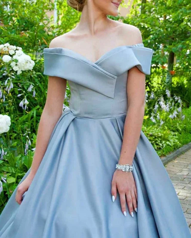 Members Only Ball Gown Off The Shoulder Prom Dresses Satin