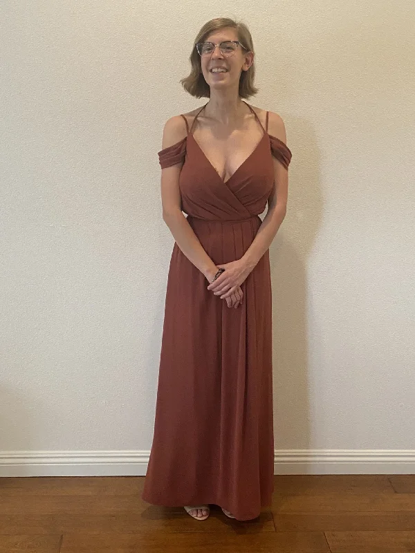 Daily Deals David's Bridal Off-the-Shoulder Georgette Wrap Bridesmaid Dress