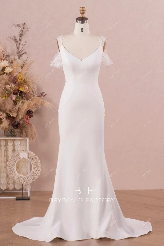Online Exclusive Lace Cold-Shoulder Mermaid Crepe Bridal Dress
