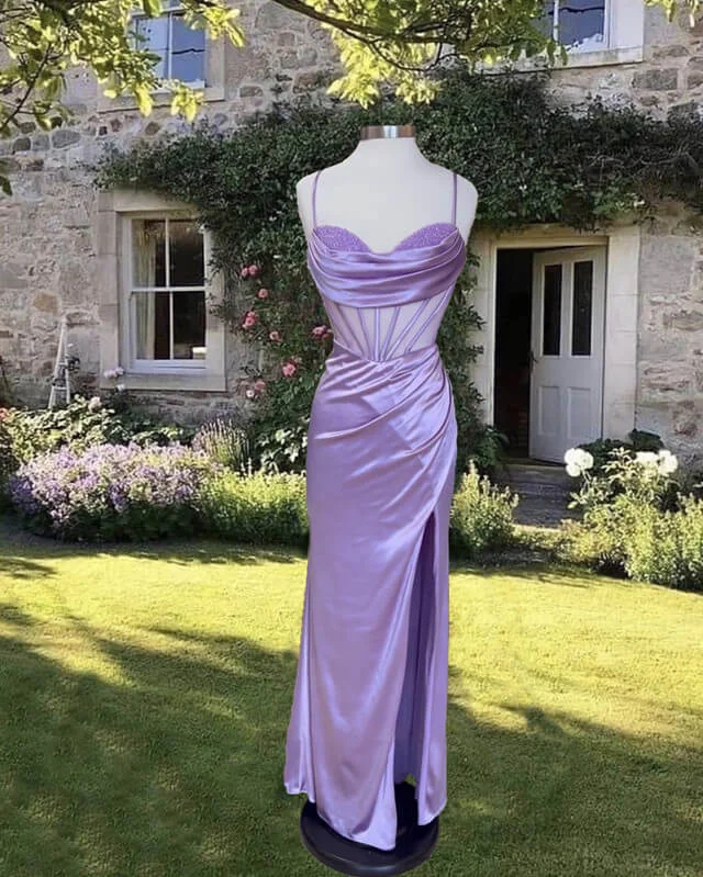 Price Meltdown Mermaid Beaded Sweetheart Slit Satin Dress