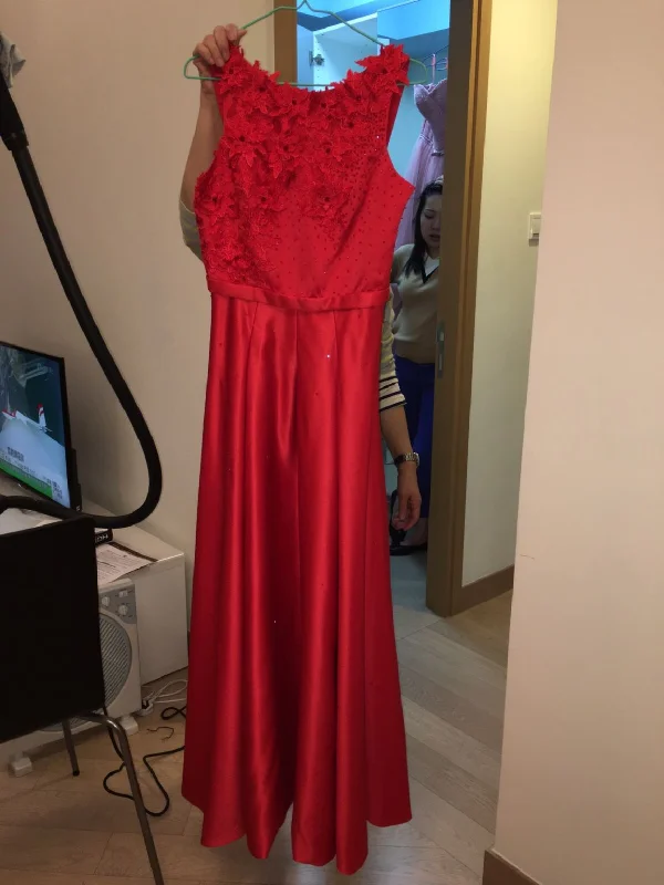 Huge Savings Other Backless chili red satin evening gown