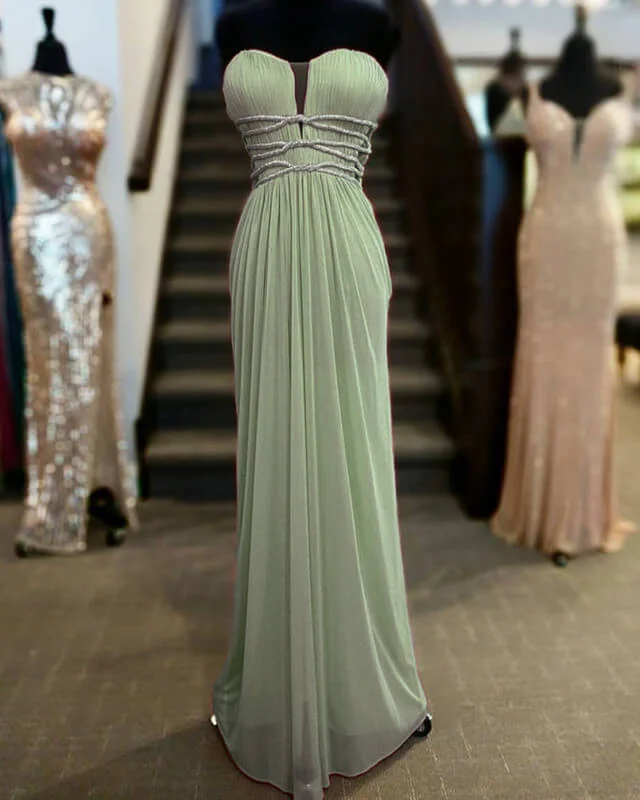 Epic Deals Long Sage Green Sheath Bridesmaid Dresses