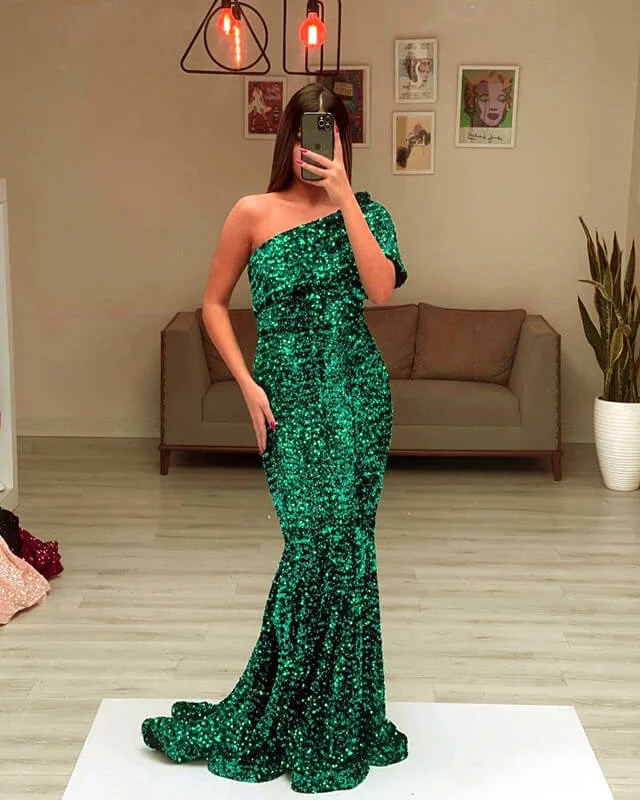 Early Access Mermaid One Shoulder Sequin Dress