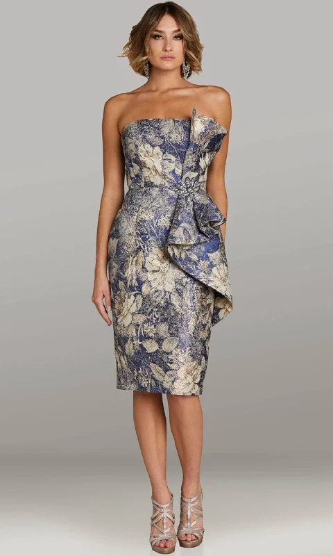 Act Fast Feriani Couture 18409 - Folded Accent Straight Neckline Cocktail Dress
