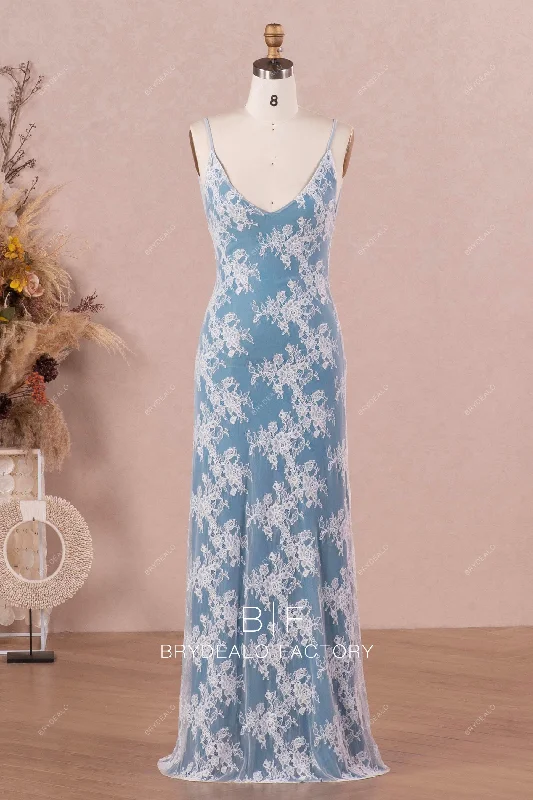 Super Sale Peacock Flower Lace Sheath Bridal Slip Dress
