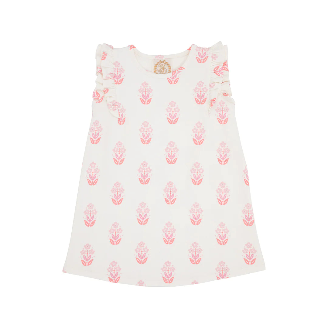 Year-End Sale Ruehling Ruffle Dress, Happy Harbour Island Handblock Floral