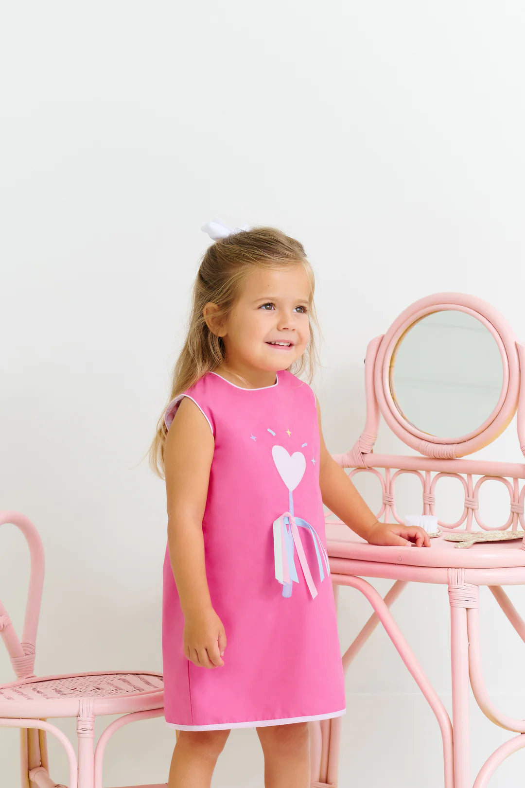 Can't Miss Annie Apron Dress-Broadcloth Romany Rose/Palm Beach Pink/Wand