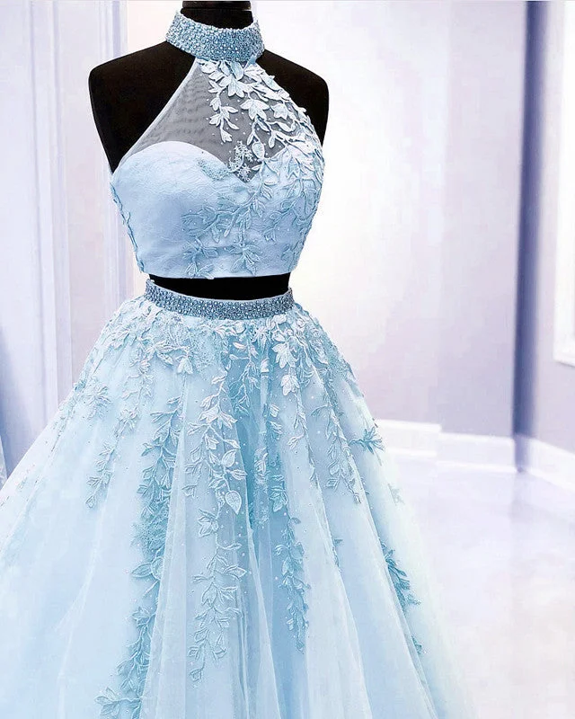Best Bargains Two Piece Prom Dresses Ball Gown Appliques Beaded