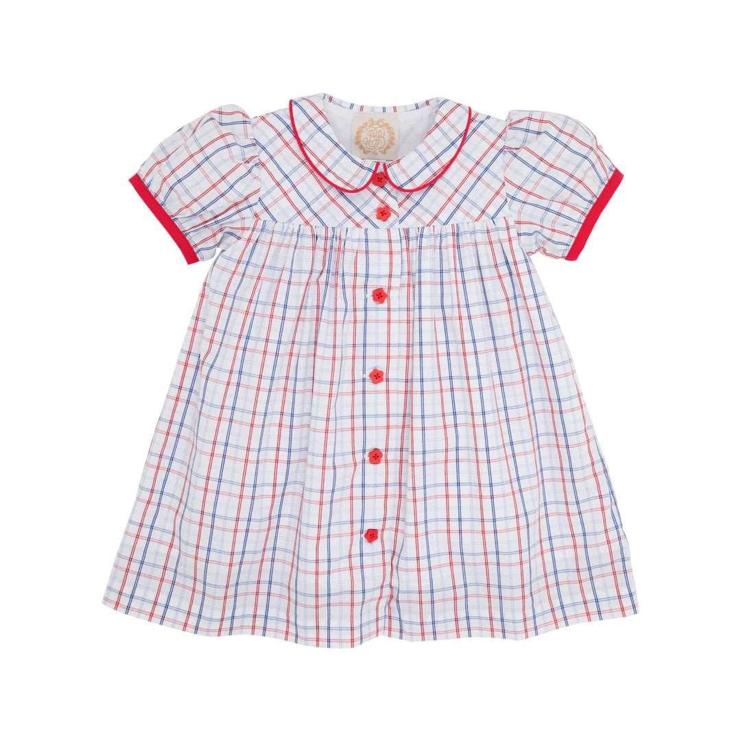 Special Discount Tabitha’s Teachers Dress-Whitehall Windowpane/Richmond Red