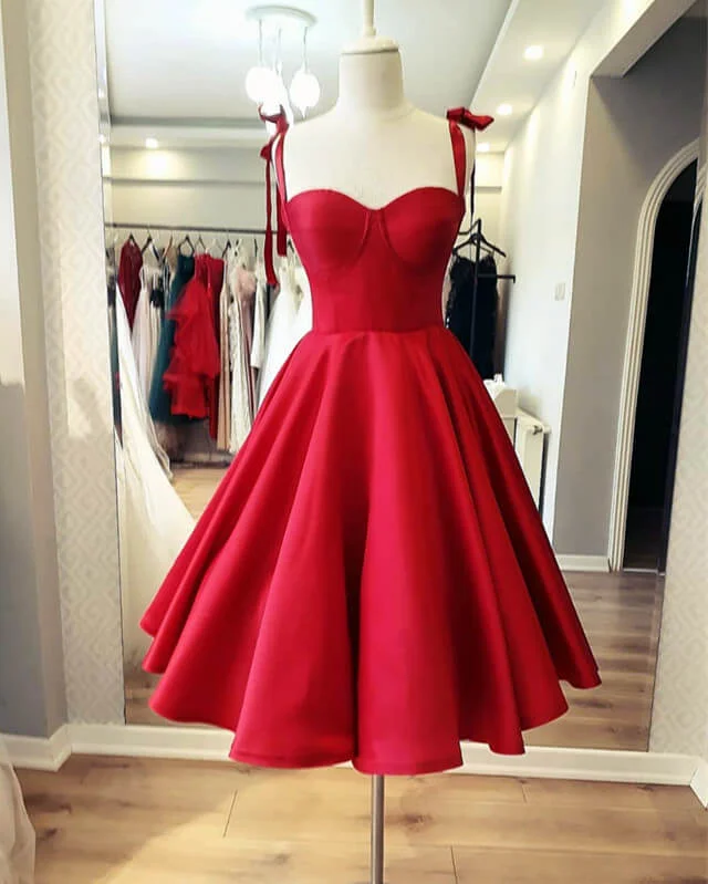 TIME-Limited Offer Red Satin Knee Length Corset Dress