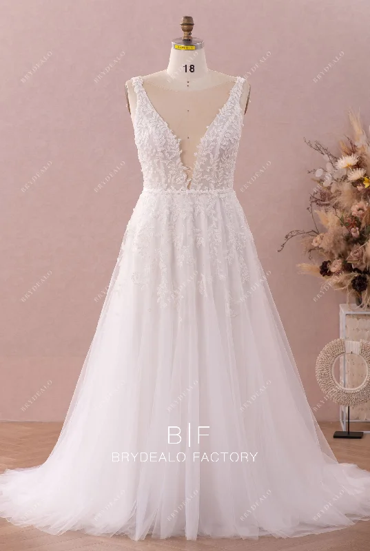 Early Access Plus Size Beaded Lace Tull A-line Wedding Dress