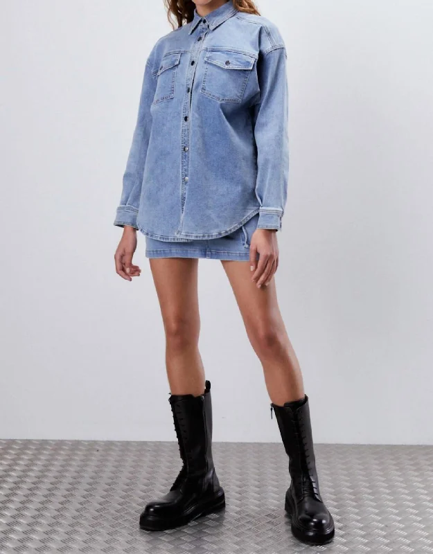 Special Price Andi Shacket In Retro Blue