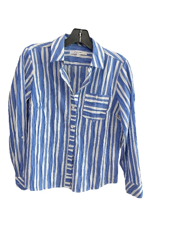 Special Price Blouse Long Sleeve By Foxcroft In Striped, Size: 2Petite