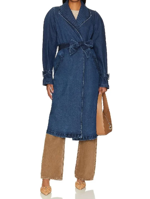 Cara Trench Coat In Indigo