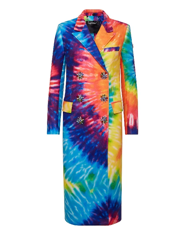 Instant Discount Coat Long Fur Insert Tie dye
