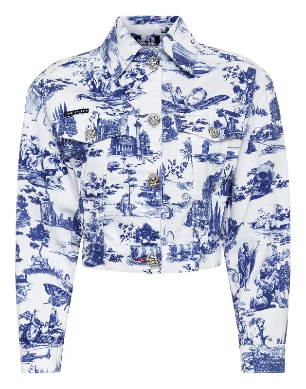 Midnight Madness Denim Jacket Cropped Print En PLEIN air