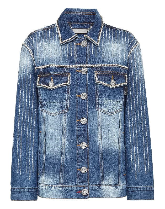 Take Advantage Denim Jacket Crystal Fringe