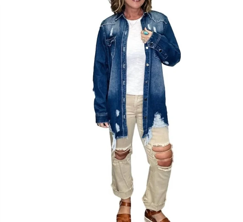 Markdowns Distressed Denim Shirt Jacket