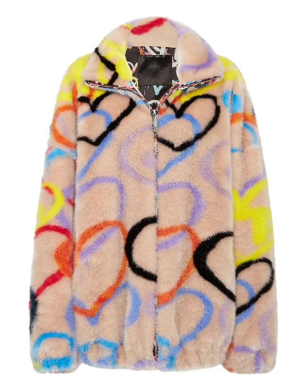 Savings Event Eco Fur Jacket Heart