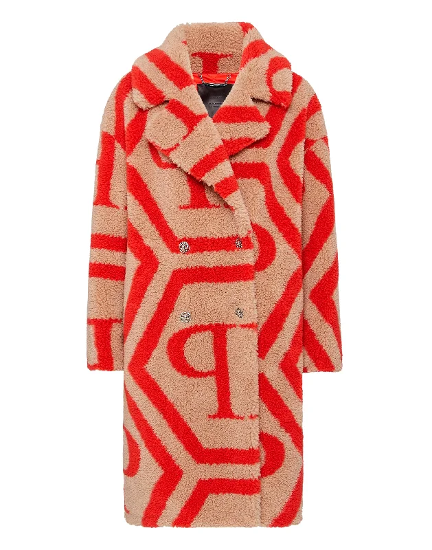 Bargain Blast Eco Fur Long Coat Monogram