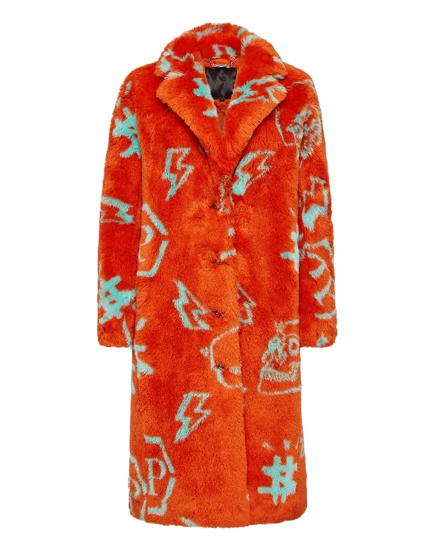 Deal Explosion Eco fur Long Coat Monogram
