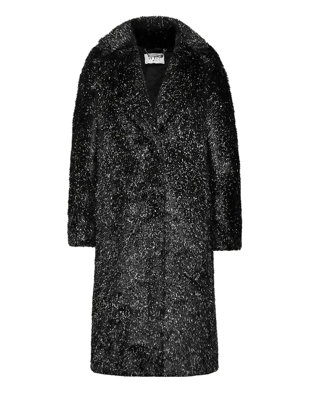 Hot Deal Eco Fur Long Coat Skull